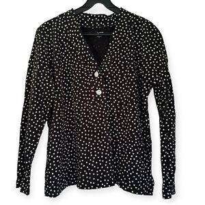 Loft Polka Dot Hearts Double Button Top Size Medium
